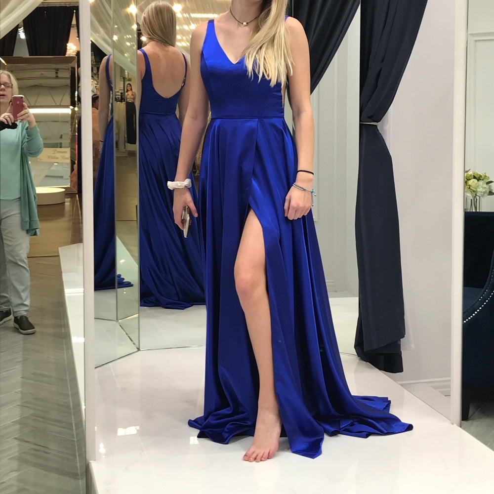 Sherri Hill Royal Blue Satin - Size 4
